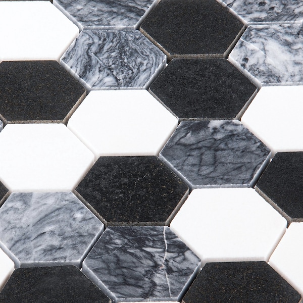 Andova Tiles SAMPLE Channing 2 x 2 Marble Honeycomb Mosaic Floor Use Tile - SAM-ANDCHA121