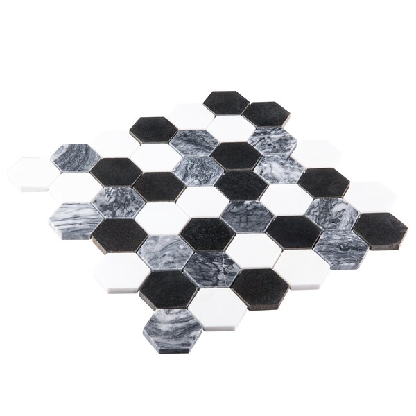 Andova Tiles SAMPLE Channing 2 x 2 Marble Honeycomb Mosaic Floor Use Tile - SAM-ANDCHA121