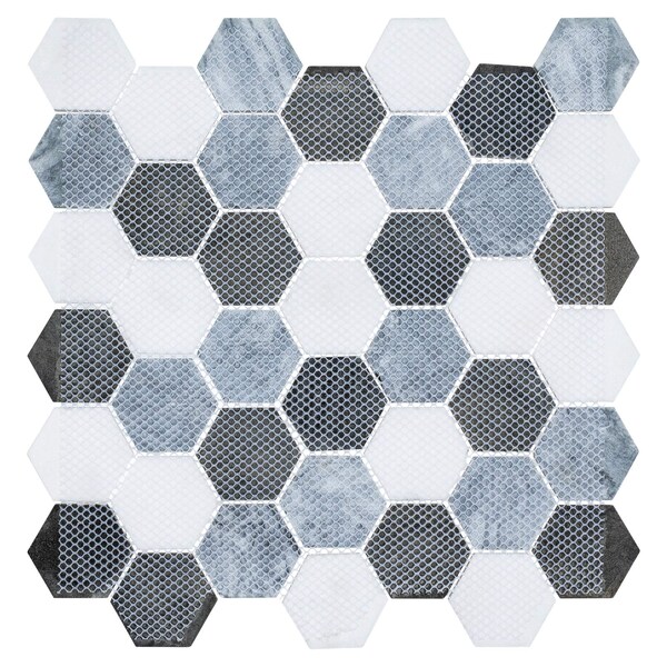 Andova Tiles SAMPLE Channing 2 x 2 Marble Honeycomb Mosaic Floor Use Tile - SAM-ANDCHA121