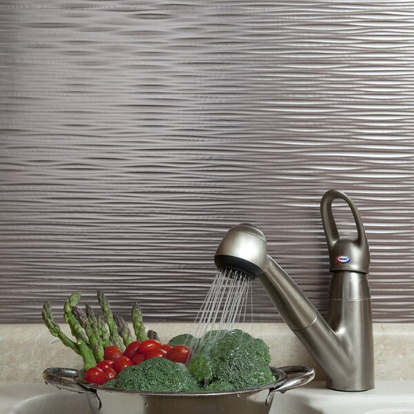 Fasade Fasade 18in x 24in Ripple Brushed Nickel Backsplash Panel 5pk - PB6229