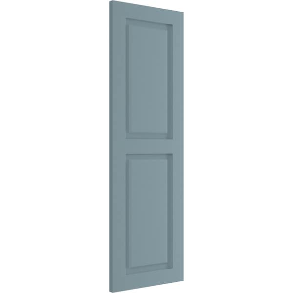 Ekena Millwork True Fit PVC Two Equal Raised Panel Shutters, Peaceful Blue, 12W x 62H, PR - TFP101RPF12X062SB