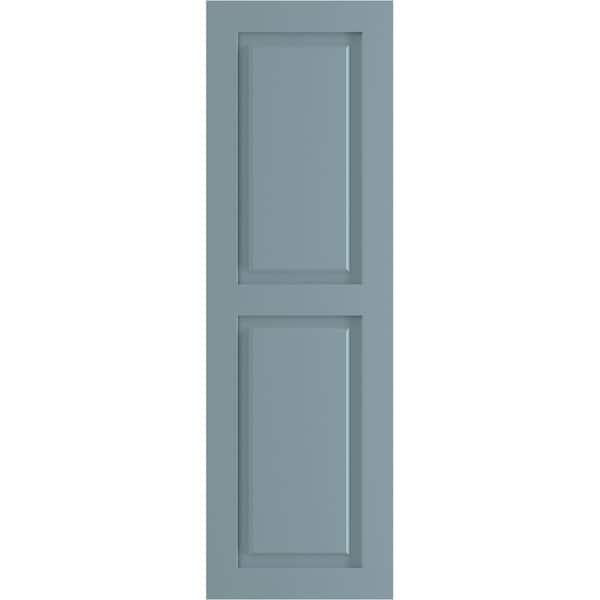 Ekena Millwork True Fit PVC Two Equal Raised Panel Shutters, Peaceful Blue, 12W x 62H, PR - TFP101RPF12X062SB