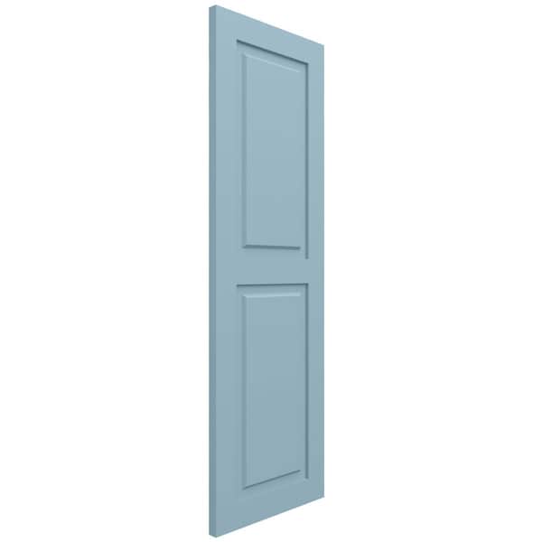 Ekena Millwork True Fit PVC Two Equal Raised Panel Shutters, Peaceful Blue, 12W x 62H, PR - TFP101RPF12X062SB