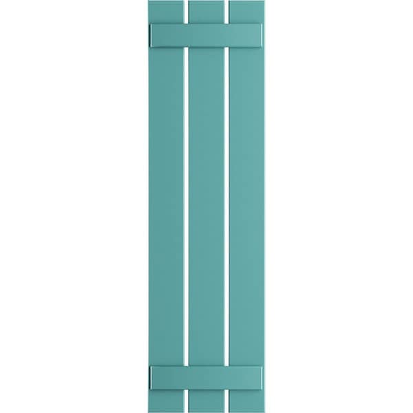 Ekena Millwork True Fit PVC, Three Board Spaced Board-n-Batten Shutters, Pure Turquoise , 17 1/8W x 46H, PR - TFP101SBF17X046PT