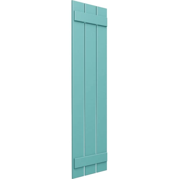 Ekena Millwork True Fit PVC, Three Board Spaced Board-n-Batten Shutters, Pure Turquoise , 17 1/8W x 46H, PR - TFP101SBF17X046PT