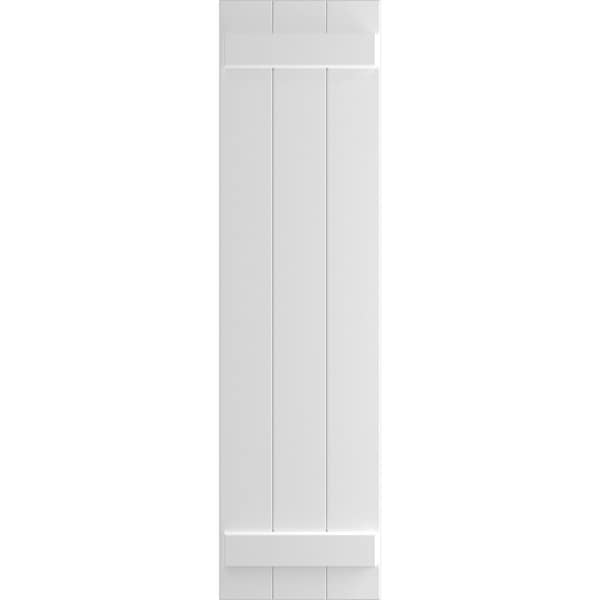 Ekena Millwork True Fit PVC Three Board Joined Board-n-Batten Shutters, White, 16 1/8W x 80H, PR - TFP101BBF16X080WH