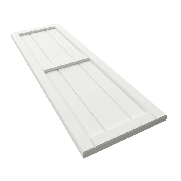 Ekena Millwork True Fit PVC, Two Board Framed Board-n-Batten Shutters, Unfinished, 10 3/4W x 25H, PR - TFP101BF11X025UN