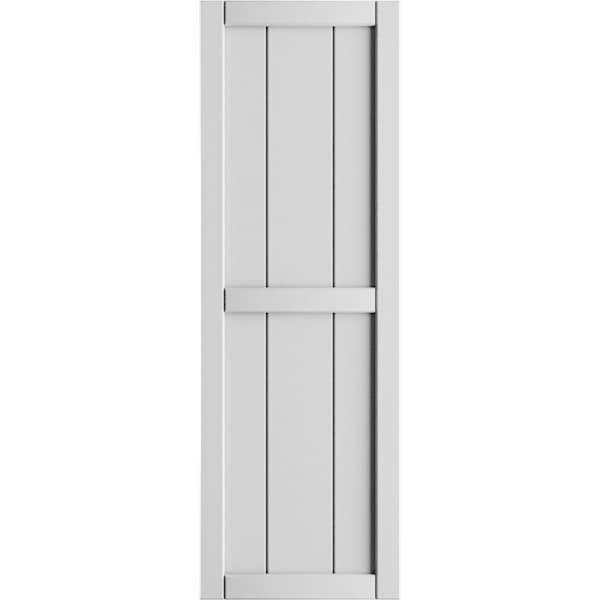 Ekena Millwork True Fit PVC, Two Board Framed Board-n-Batten Shutters, Unfinished, 10 3/4W x 25H, PR - TFP101BF11X025UN