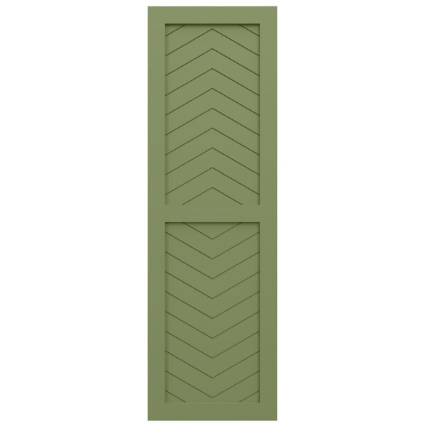Ekena Millwork True Fit PVC Two Panel Chevron Modern Style Fixed Mount Shutters, Moss Green, 18W x 73H, PR - TFP101CV18X073MG