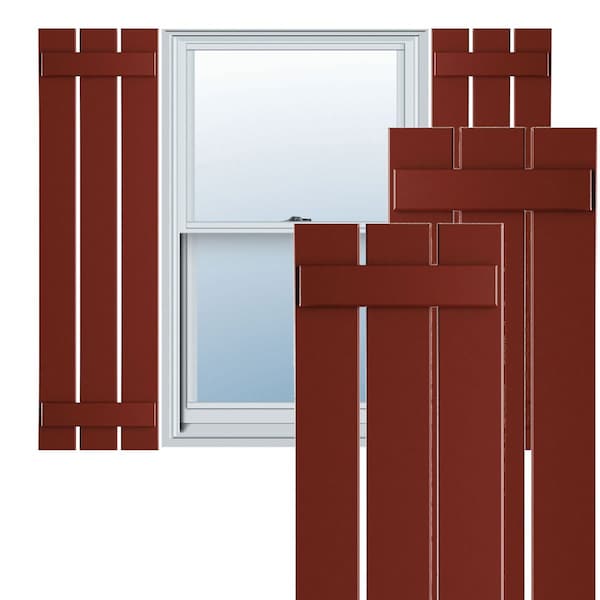 Ekena Millwork True Fit PVC Three Board Spaced Board-n-Batten Shutters, Pepper Red , 17 1/8W x 73H, PR - TFP101SBF17X073MR