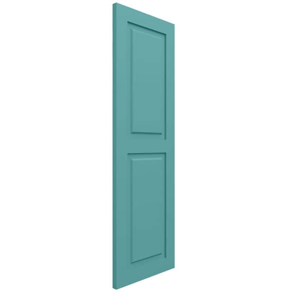 Ekena Millwork True Fit PVC, Two Equal Raised Panel Shutters, Pure Turquoise, 18W x 44H, PR - TFP101RPF18X044PT