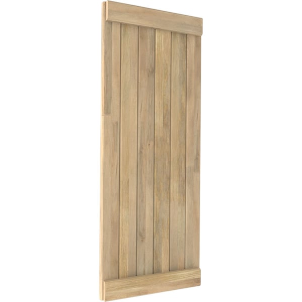 Ekena Millwork Americraft 6-Board Exterior Wood Joined Board-n-Batten Shutters w/ End Batten, ARW103BB621X54UNH, PR - ARW103BB621X54UNH