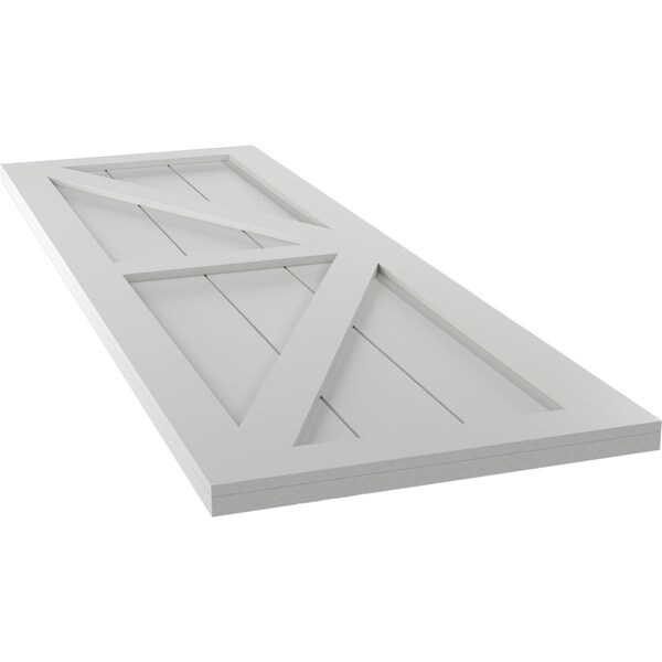 Ekena Millwork True Fit PVC Two Equal Panel Farmhouse Fixed Mount Shutters w/Z-Bar, Hailstorm Gray, 15W x 42H, PR - TFP102FH15X042ST