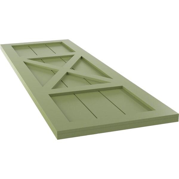 Ekena Millwork True Fit PVC Center X-Board Farmhouse Fixed Mount Shutters, Moss Green , 12W x 27H, PR - TFP107FH12X027MG