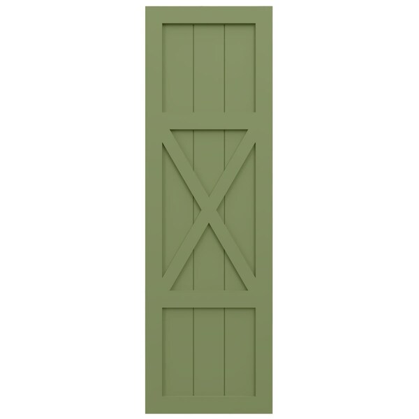 Ekena Millwork True Fit PVC Center X-Board Farmhouse Fixed Mount Shutters, Moss Green , 12W x 27H, PR - TFP107FH12X027MG