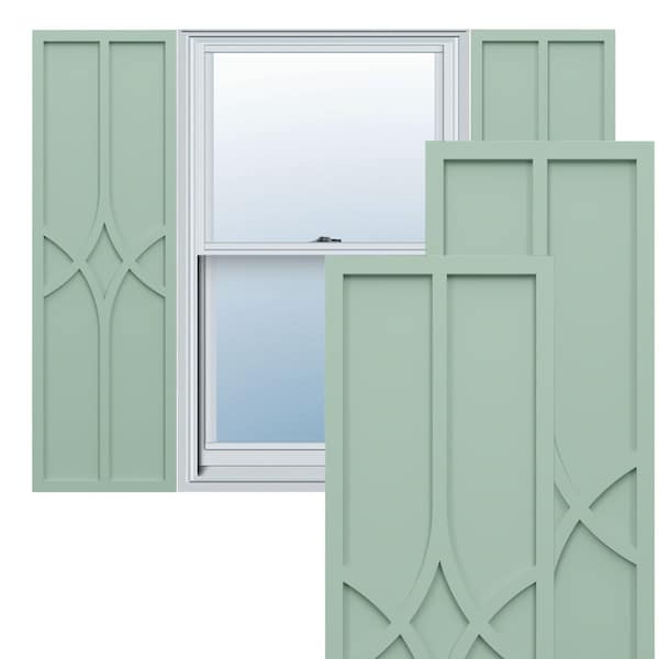Ekena Millwork True Fit PVC Cedar Park Fixed Mount Shutters, Seaglass, 12W x 75H, PR - TFP001CP12X075SG