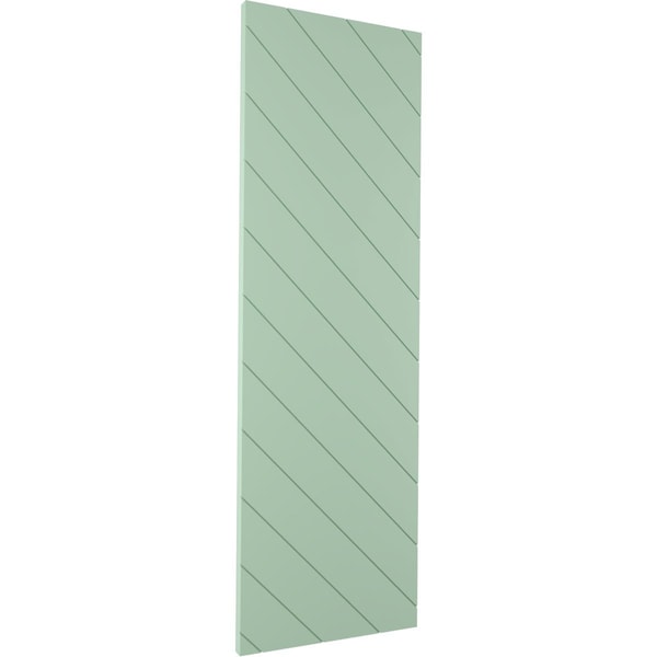 Ekena Millwork 15W x 79H True Fit PVC Diagonal Slat Modern Style Fixed Mount Shutters, Seaglass, PR - TFP001DG15X079SG