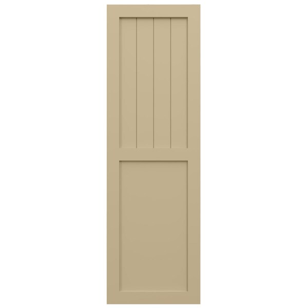 Ekena Millwork True Fit PVC Farmhouse/Flat Panel Combination Fixed Mount Shutters, Natural Twine, 12W x 73H, PR - TFP101FC12X073NT
