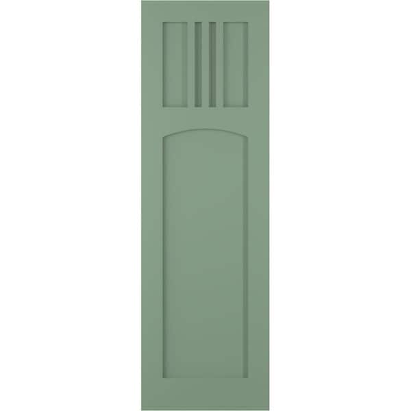 Ekena Millwork True Fit PVC San Miguel Mission Style Fixed Mount Shutters, Track Green, 18W x 40H, PR - TFP001SM18X040TG