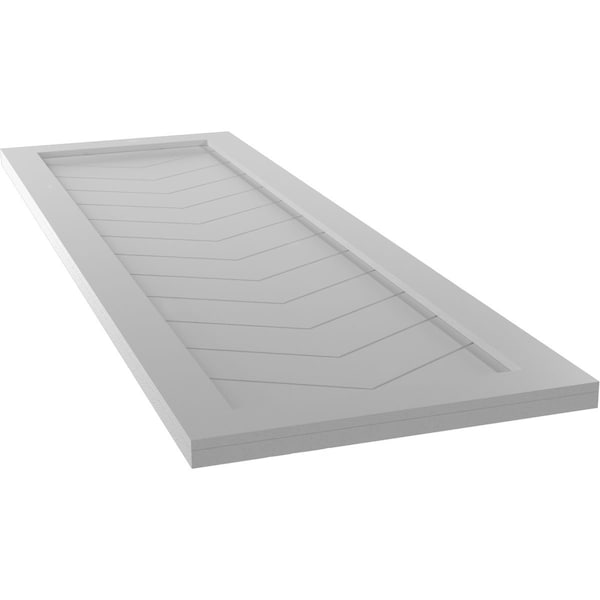 Ekena Millwork True Fit PVC Single Panel Chevron Modern Style Fixed Mount Shutters, Primed, 18"W x 61"H - TFP001CV18X061PR
