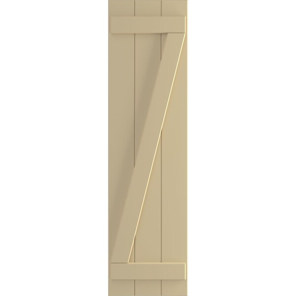 Ekena Millwork True Fit PVC, Three Board Joined Board-n-Batten Shutters w/Z-Bar, Natural Twine , 16 1/8W x 47H, PR - TFP102BBF16X047NT