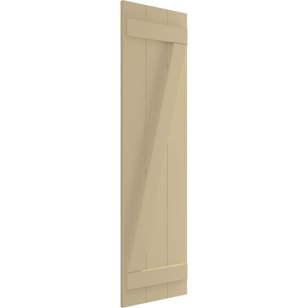Ekena Millwork True Fit PVC, Three Board Joined Board-n-Batten Shutters w/Z-Bar, Natural Twine , 16 1/8W x 47H, PR - TFP102BBF16X047NT