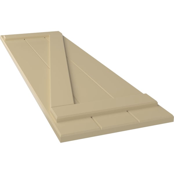 Ekena Millwork True Fit PVC, Three Board Joined Board-n-Batten Shutters w/Z-Bar, Natural Twine , 16 1/8W x 47H, PR - TFP102BBF16X047NT