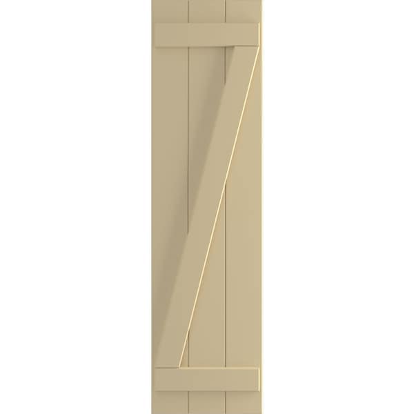 Ekena Millwork True Fit PVC, Three Board Joined Board-n-Batten Shutters w/Z-Bar, Natural Twine , 16 1/8W x 47H, PR - TFP102BBF16X047NT