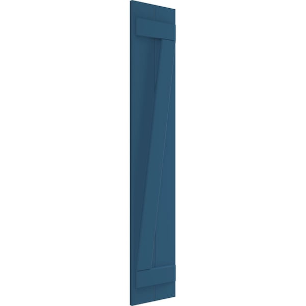 Ekena Millwork True Fit PVC Two Board Joined Board-n-Batten Shutters w/Z-Bar, Sojourn Blue , 10 3/4W x 54H, PR - TFP102BBF11X054HB
