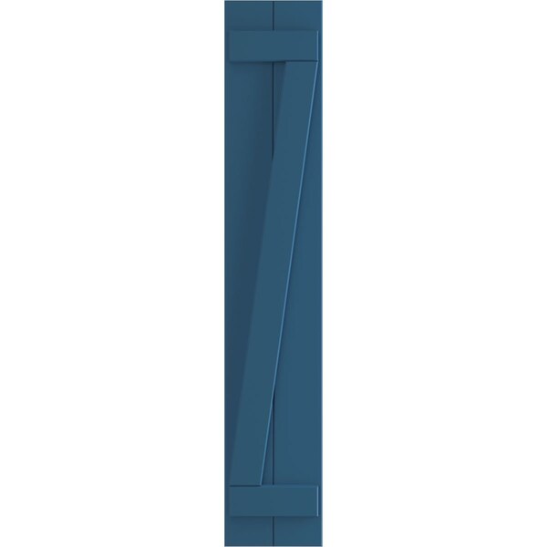 Ekena Millwork True Fit PVC Two Board Joined Board-n-Batten Shutters w/Z-Bar, Sojourn Blue , 10 3/4W x 54H, PR - TFP102BBF11X054HB