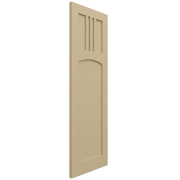 Ekena Millwork True Fit PVC San Miguel Mission Style Fixed Mount Shutters, Natural Twine, 12W x 52H, PR - TFP001SM12X052NT