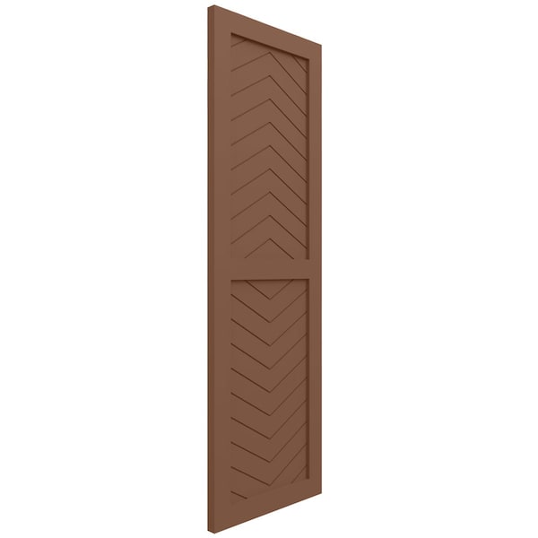 Ekena Millwork True Fit PVC Two Panel Chevron Modern Style Fixed Mount Shutters, Burnt Toffee, 12W x 74H, PR - TFP101CV12X074BT