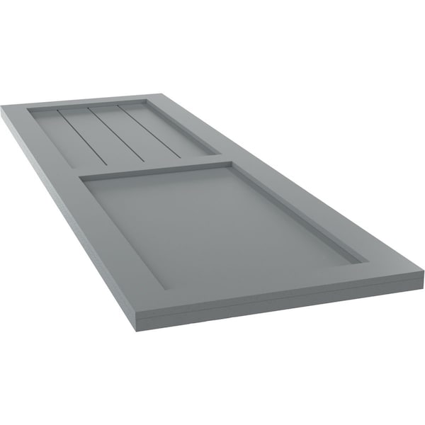 Ekena Millwork True Fit PVC Farmhouse/Flat Panel Combination Fixed Mount Shutters, Ocean Swell, 15W x 58H, PR - TFP101FC15X058CH