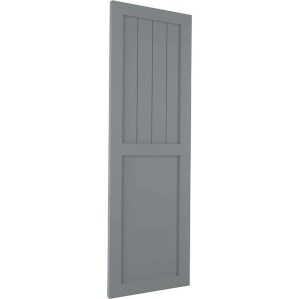 Ekena Millwork True Fit PVC Farmhouse/Flat Panel Combination Fixed Mount Shutters, Ocean Swell, 15W x 58H, PR - TFP101FC15X058CH