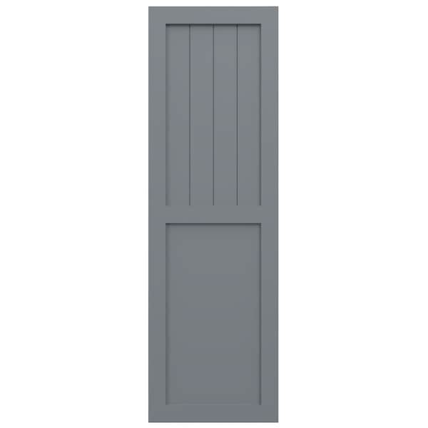 Ekena Millwork True Fit PVC Farmhouse/Flat Panel Combination Fixed Mount Shutters, Ocean Swell, 15W x 58H, PR - TFP101FC15X058CH