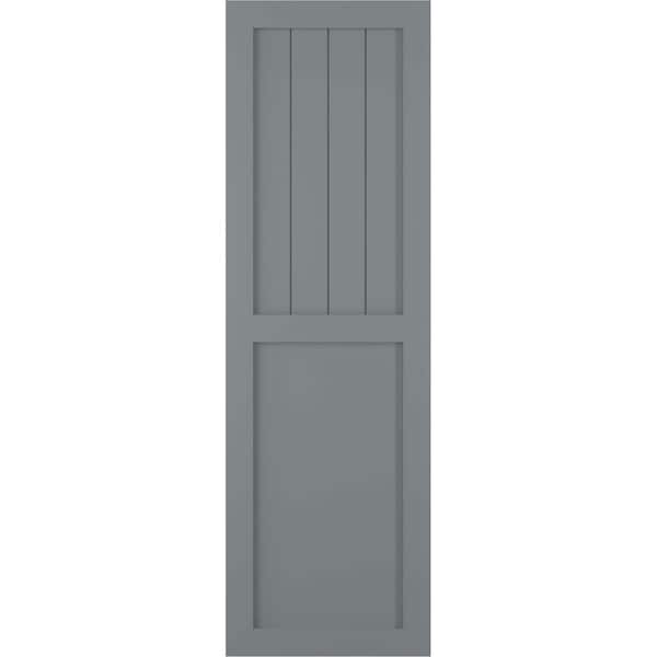 Ekena Millwork True Fit PVC Farmhouse/Flat Panel Combination Fixed Mount Shutters, Ocean Swell, 15W x 58H, PR - TFP101FC15X058CH