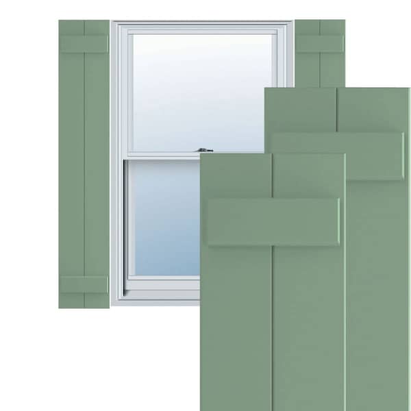 Ekena Millwork True Fit PVC, Two Board Joined Board-n-Batten Shutters, Track Green, 10 3/4W x 36H, PR - TFP101BBF11X036TG
