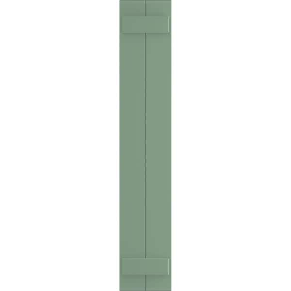 Ekena Millwork True Fit PVC, Two Board Joined Board-n-Batten Shutters, Track Green, 10 3/4W x 36H, PR - TFP101BBF11X036TG