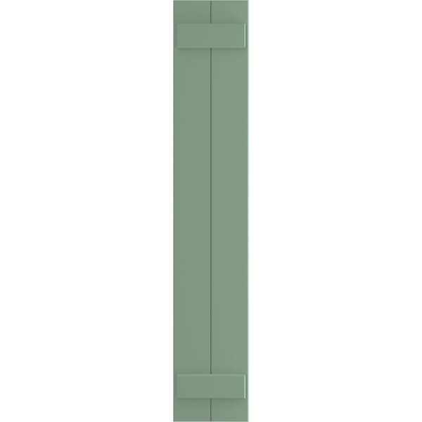 Ekena Millwork True Fit PVC, Two Board Joined Board-n-Batten Shutters, Track Green, 10 3/4W x 36H, PR - TFP101BBF11X036TG