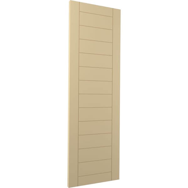 Ekena Millwork True Fit PVC Horizontal Slat Framed Modern Style Fixed Mount Shutters, Natural Twine, 18W x 75H, PR - TFP001HF18X075NT