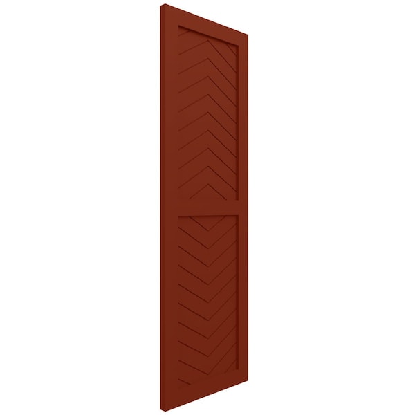 Ekena Millwork True Fit PVC Two Panel Chevron Modern Style Fixed Mount Shutters, Pepper Red, 15W x 50H, PR - TFP101CV15X050MR