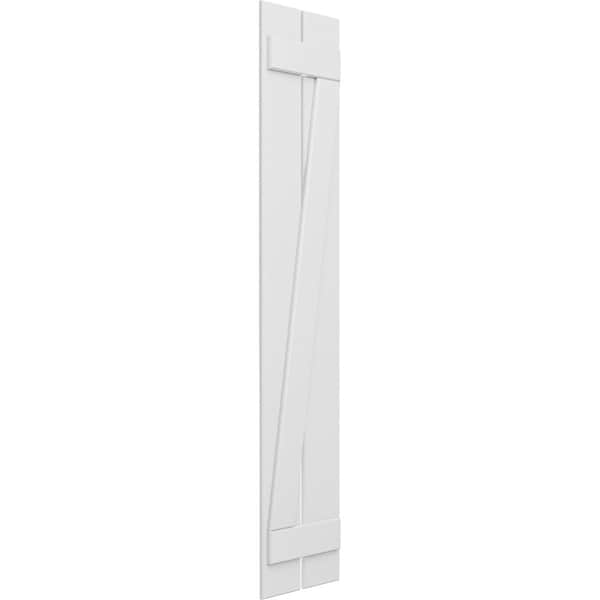 Ekena Millwork True Fit PVC, Two Board Spaced Board-n-Batten Shutters w/Z-Bar, Unfinished , 11 1/4W x 91H, PR - TFP102SB11X091UN