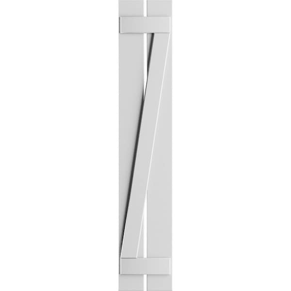 Ekena Millwork True Fit PVC, Two Board Spaced Board-n-Batten Shutters w/Z-Bar, Unfinished , 11 1/4W x 91H, PR - TFP102SB11X091UN