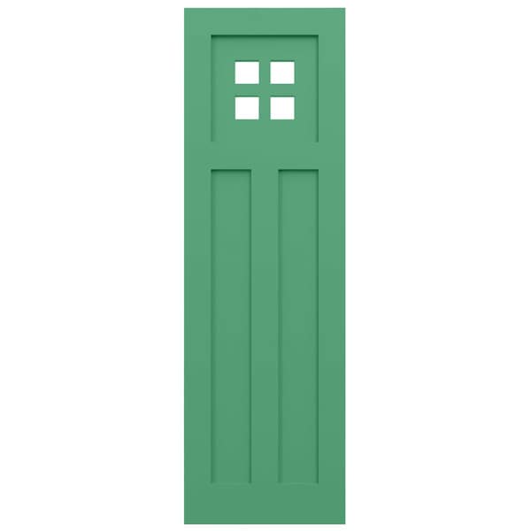 Ekena Millwork True Fit PVC San Antonio Mission Style Fixed Mount Shutters, Lilly Pads, 12W x 43H, PR - TFP001ST12X043LP