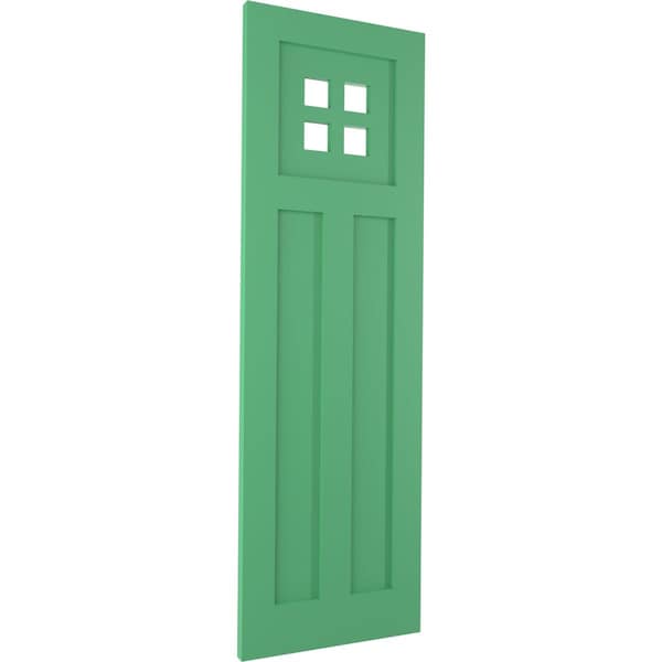 Ekena Millwork True Fit PVC San Antonio Mission Style Fixed Mount Shutters, Lilly Pads, 12W x 43H, PR - TFP001ST12X043LP