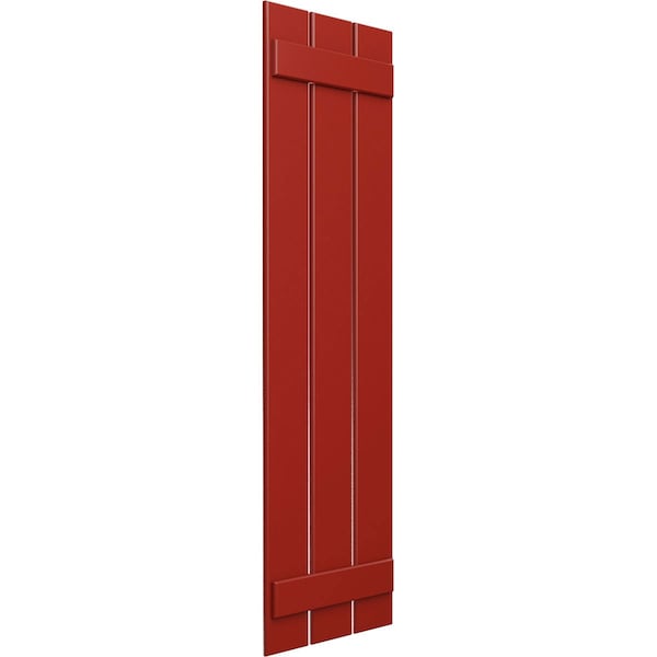 Ekena Millwork True Fit PVC Three Board Spaced Board-n-Batten Shutters, Fire Red , 17 1/8W x 74H, PR - TFP101SBF17X074BR