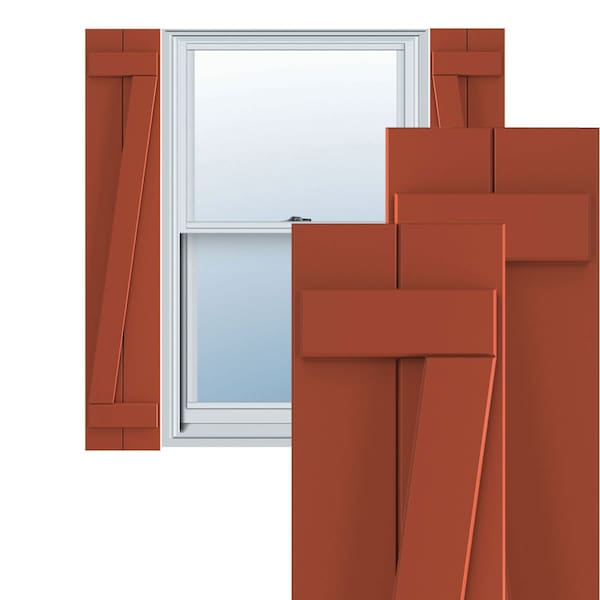 Ekena Millwork True Fit PVC, Two Board Joined Board-n-Batten Shutters w/Z-Bar, Colorful Leaves , 10 3/4W x 25H, PR - TFP102BBF11X025CL