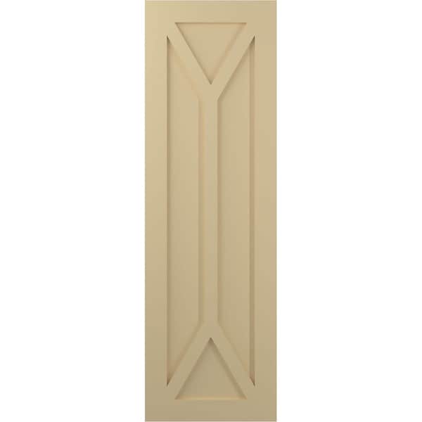 Ekena Millwork True Fit PVC San Carlos Mission Style Fixed Mount Shutters, Natural Twine, 12W x 59H, PR - TFP001SC12X059NT