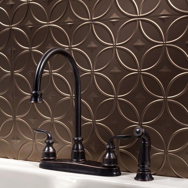 Fasade Fasade 18in x 24in Rings Argent Bronze Backsplash Panel 5pk - PB6128