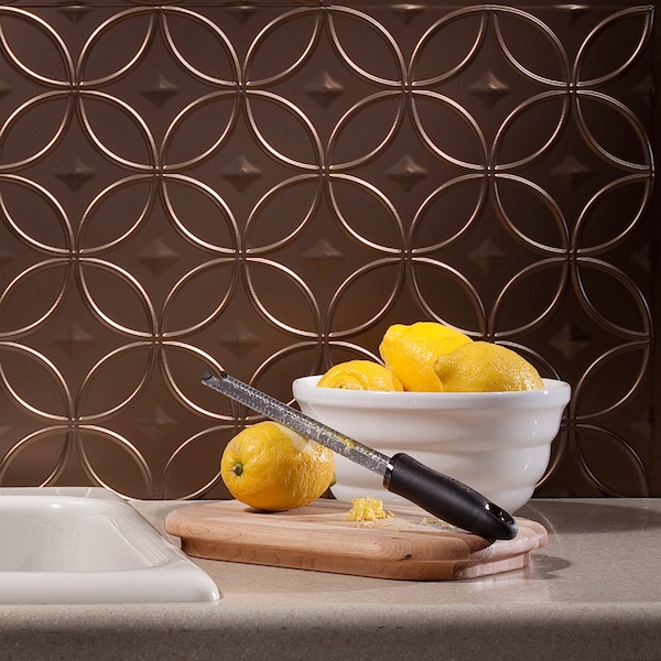 Fasade Fasade 18in x 24in Rings Argent Bronze Backsplash Panel 5pk - PB6128